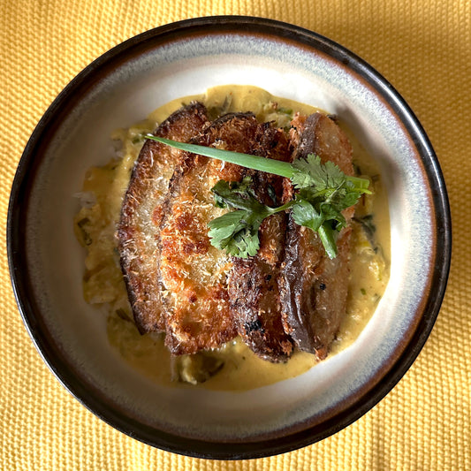 Coconut-Crusted Eggplant with Thai Green Curry